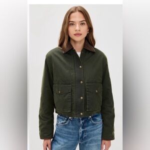 NWT Blank NYC ‘Catching a Break’ Olive Green Barn w/ Jacket Corduroy Collar $168